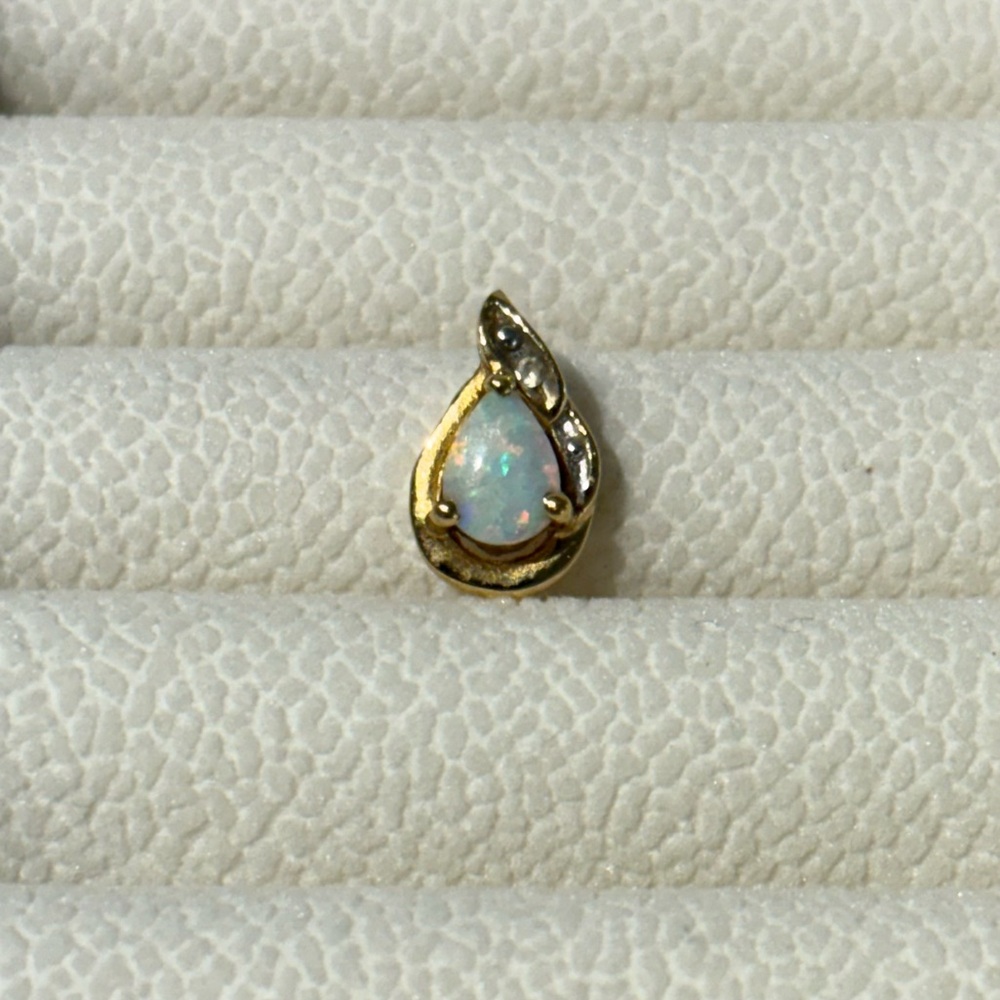 Sterling Silver Gold Plated Natural Opal Teardrop Pendant